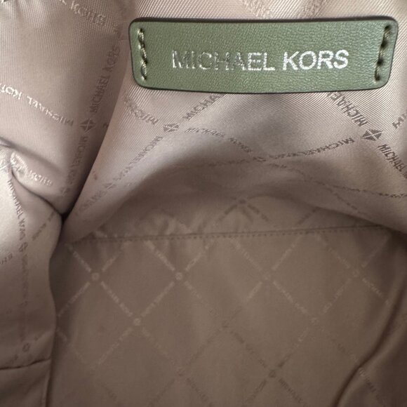 Michael Kors Satchel Bag Army Green Silver Tone Hardware - Picture 5 of 5